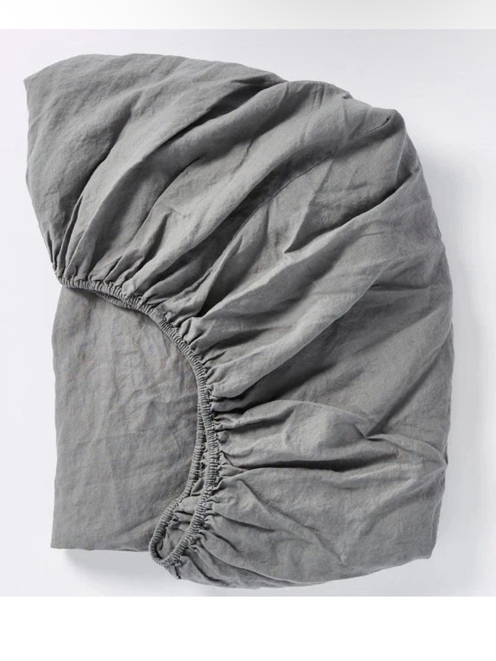 Coyuchi Relaxed Organic Linen Fitted Sheet Slate Gray